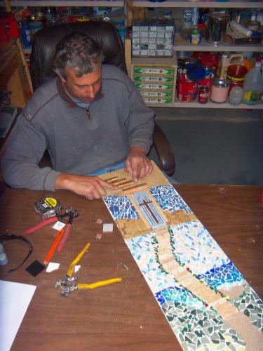 Victor working on memorial